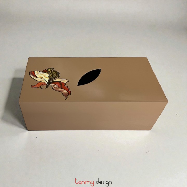 Tissue box hand-painted with flower 13*26*H9,5cm ( different designs )